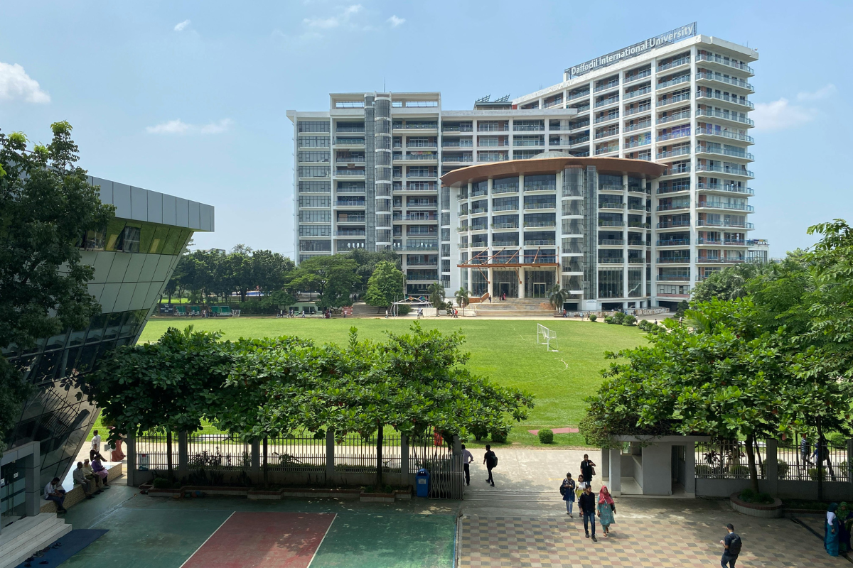 An aerial view of a modern university campus building and green space, representing the need for centralized data to connect diverse institutional departments.